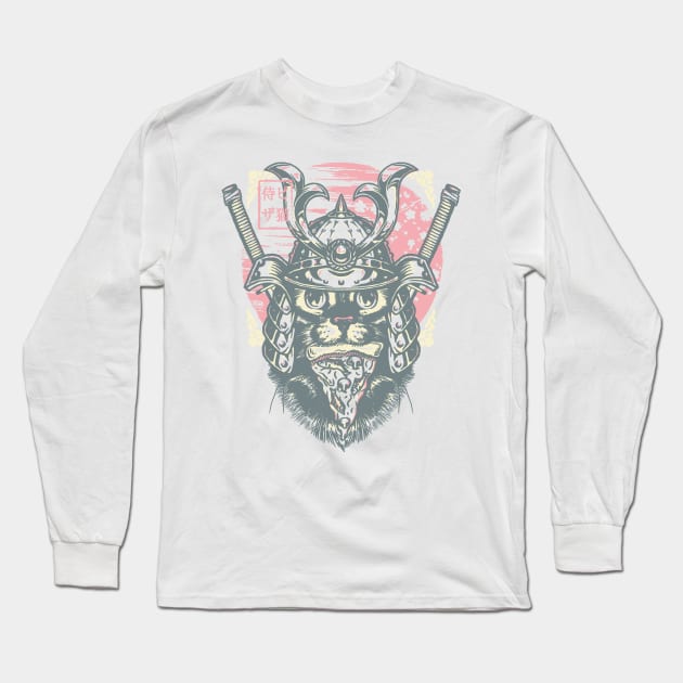 Samurai Pizza Cat Long Sleeve T-Shirt by CoDDesigns